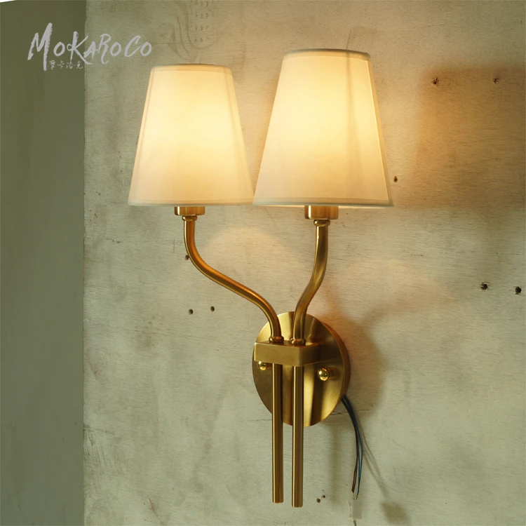 Europe and America Restore Ancient Ways Exquisite Cloth Cover Double Head Decorative for Hotel Living Room Wall Lamp