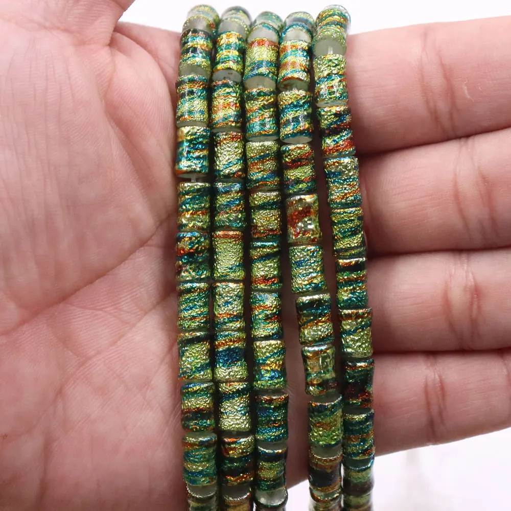 Rectangular 6x10mm Bulk Glass Green Beads Column Shape Stock for Sale for Jewelry Making Decorative Purposes Lampwork Material
