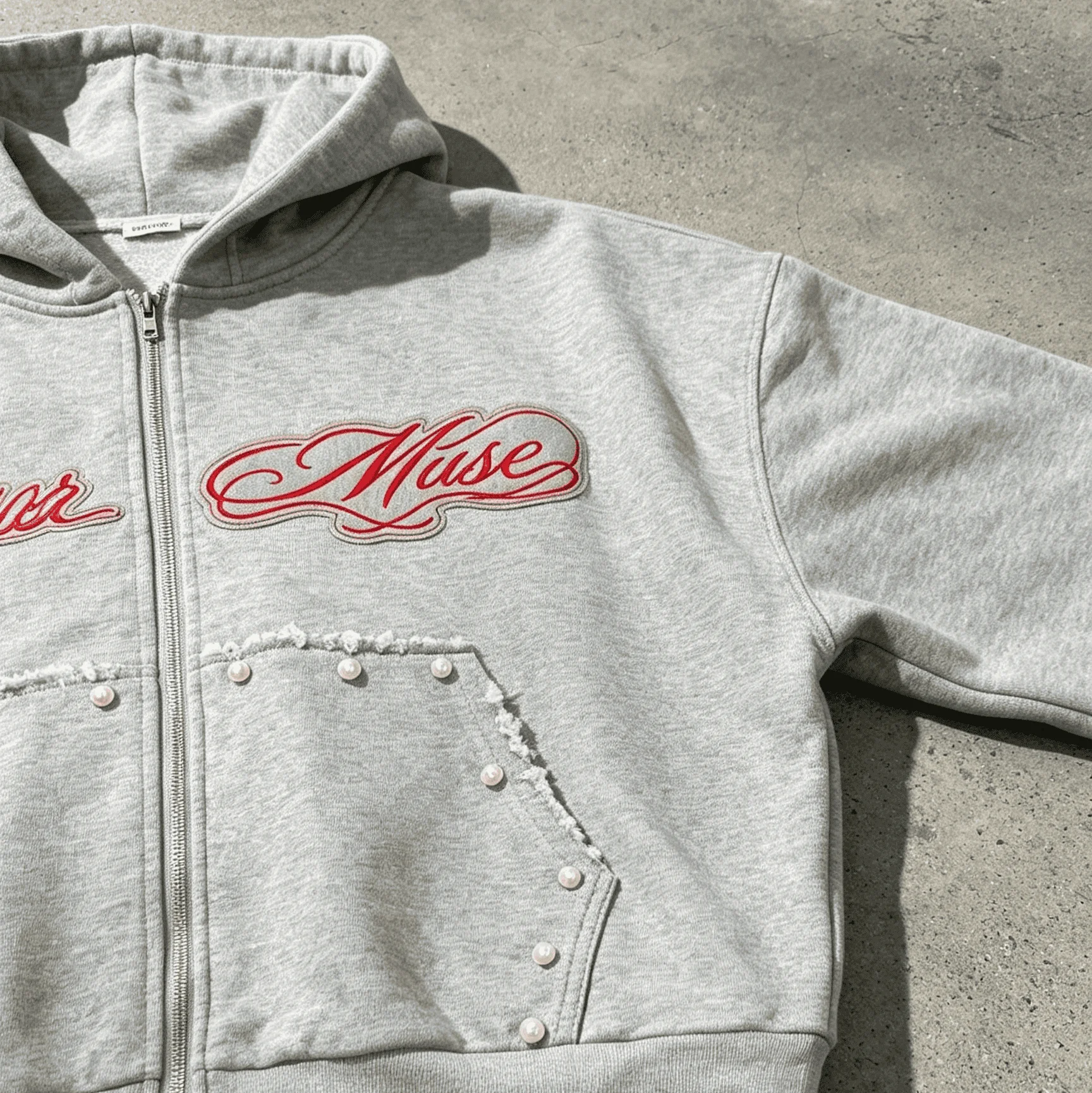 Custom Made 100% Cotton Zip up Rhinestone Embroidery Eco-friendly Organic Cotton Oversized Streetwear Men's French Terry Hoodies gallery 3