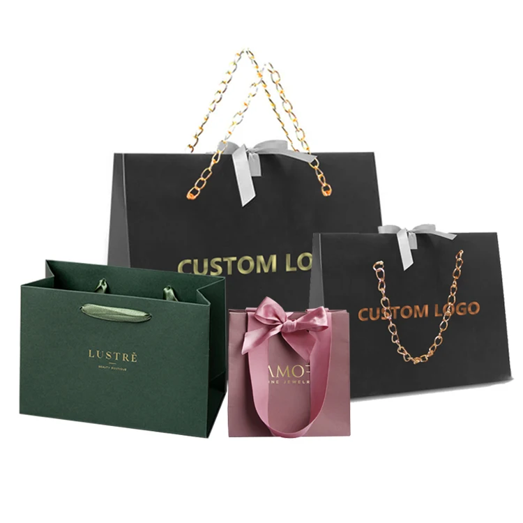 Luxury Shopping Bags Logo  Custom Paper Bags Logo Luxury - Ribbon