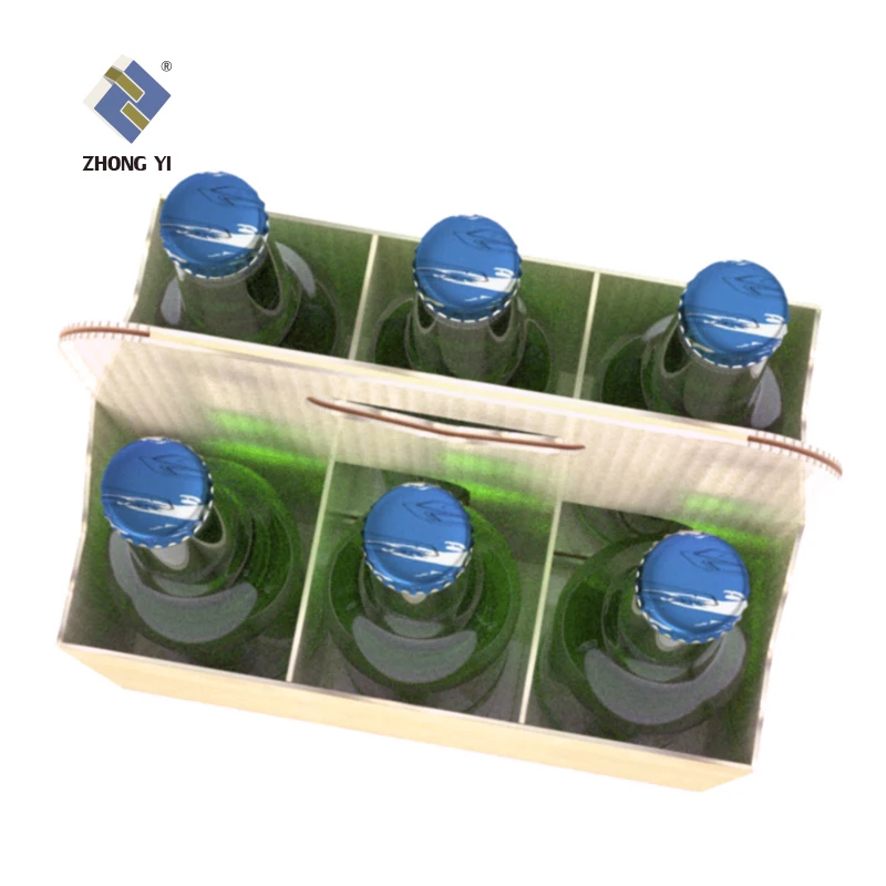 Folding Custom Printed Kraft Paper Cardboard 4 or 6 Pack Beer Holder Carrier Wine Beer Bottle Packaging Box