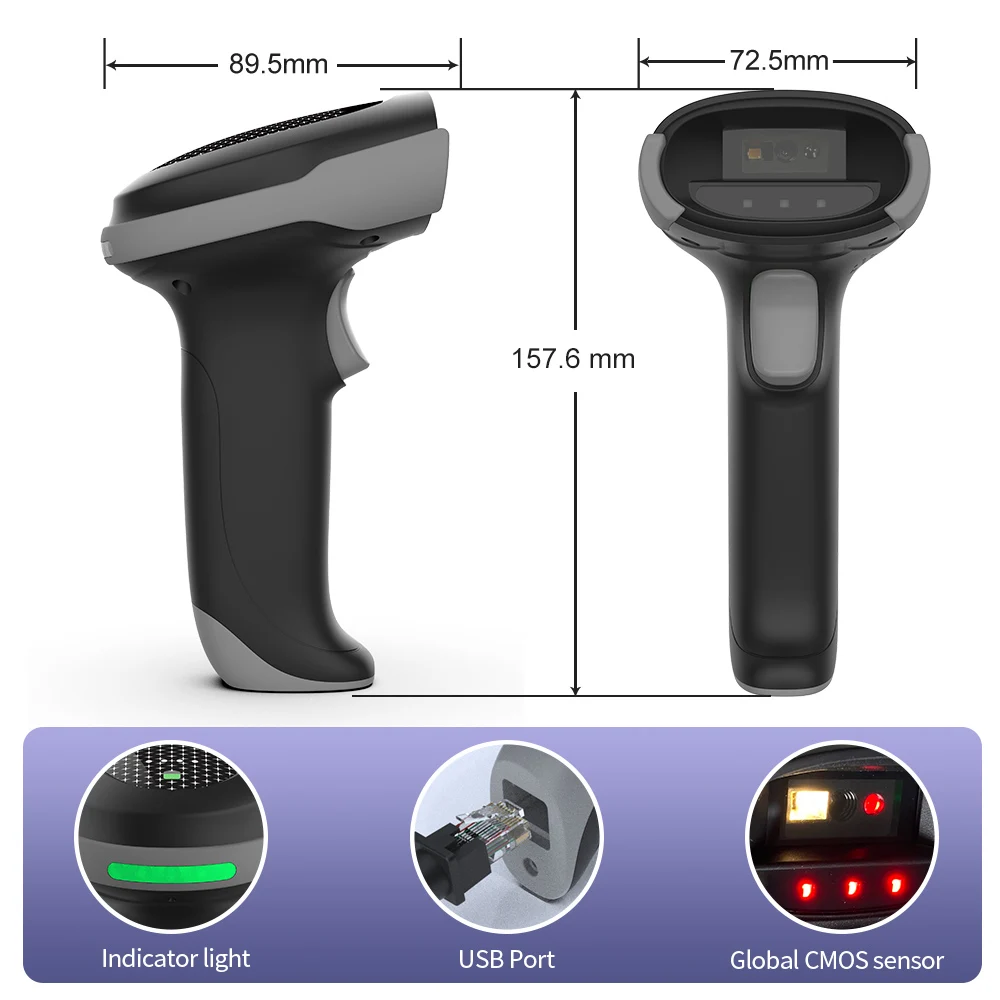 GTCODESTAR X-1500 2D Wired Barcode Scanner USB QR code scanner 1D Barcode Reader for Warehouse Inventory Barcode scannning