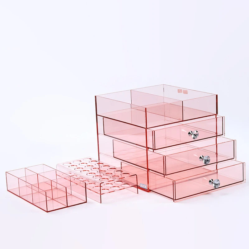 Custom Rectangular Cosmetic Storage Box Dust-proof Transparent Display Drawer Storage Box