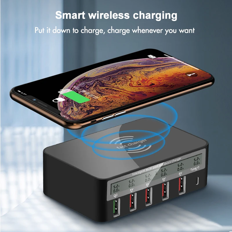 152W USB Charging Station, 8-Port Desktop USB C Charger Station, 20W 4xUSB-C Charger ＆ 18W 4xUSB-A Multiple USB Charging Hub Compatible with iPhone 1 : 152W Charging Station, 8-Port Desktop USB-C \u0026 USB-A