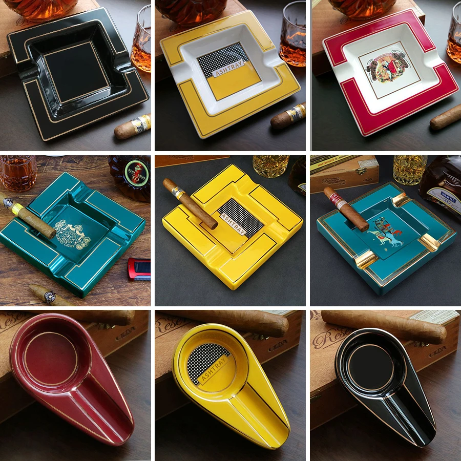 Handmade Customized Luxury Porcelain Ashtrays Personalized Black