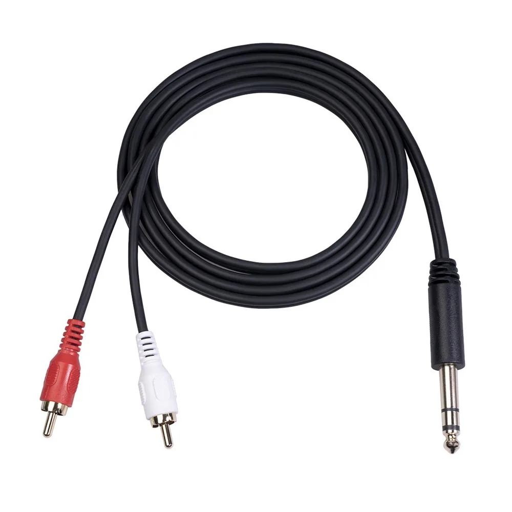 Cavo Devinal 1/4" A RCA – Doppio Jack TS 6,35 Mm Mono A Doppio RCA Maschio, 1,5 M, Schermato, Placcato Oro, Per Amplificatori, Mixer E Strumenti Musicali