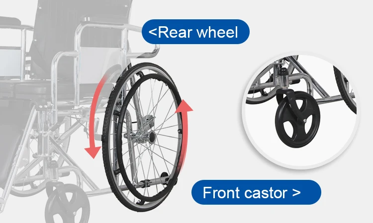 Kaiyang KY608GC Additional Backrest Lie Flat at 180 Degrees  Adjustable Footrest Removable Armrest Steel Commode Wheelchair