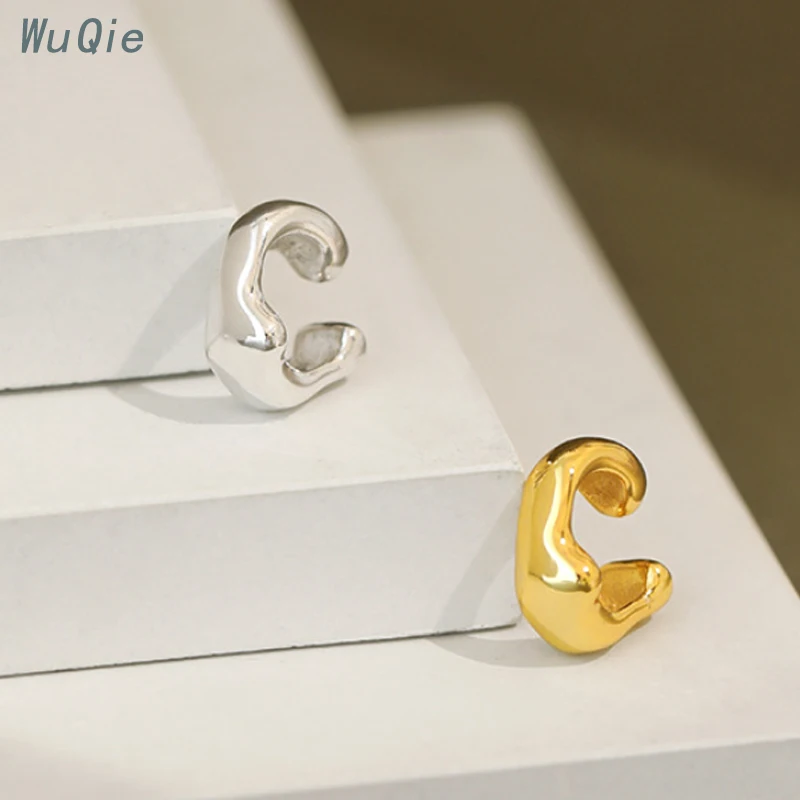 Wuqie 925 Silver Simple Irregular Ear Clip Earrings No Pierced Cuff Earring
