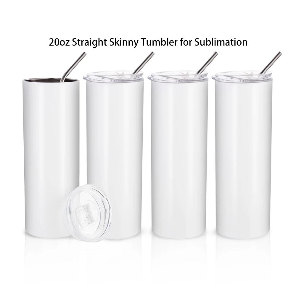 Sublimation Travel Tumblers White with Metal Straw and Leak-proof Slid –  PYD LIFE
