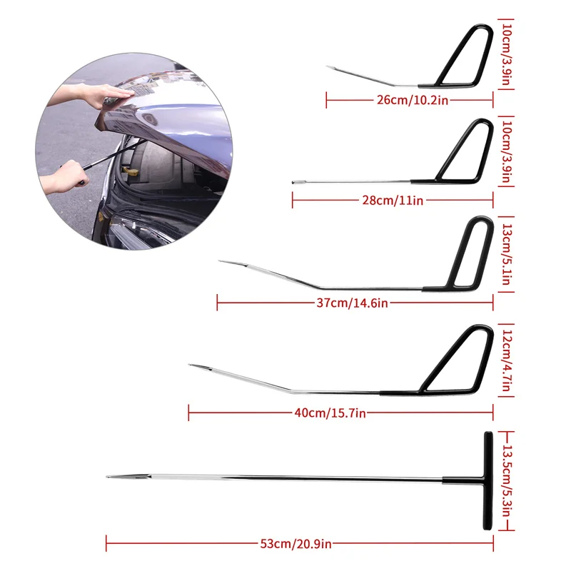 Super PDR Tool Crowbar Hook Rods Tool Set Air Pump Wedge Lock Smith Supplies Dent Puller Tool Set