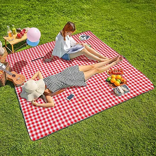 Grass Picnics Picnic BlanketWaterproof Outdoor Mat Foldable Plaid Blanket For Camping Hiking Beaches 