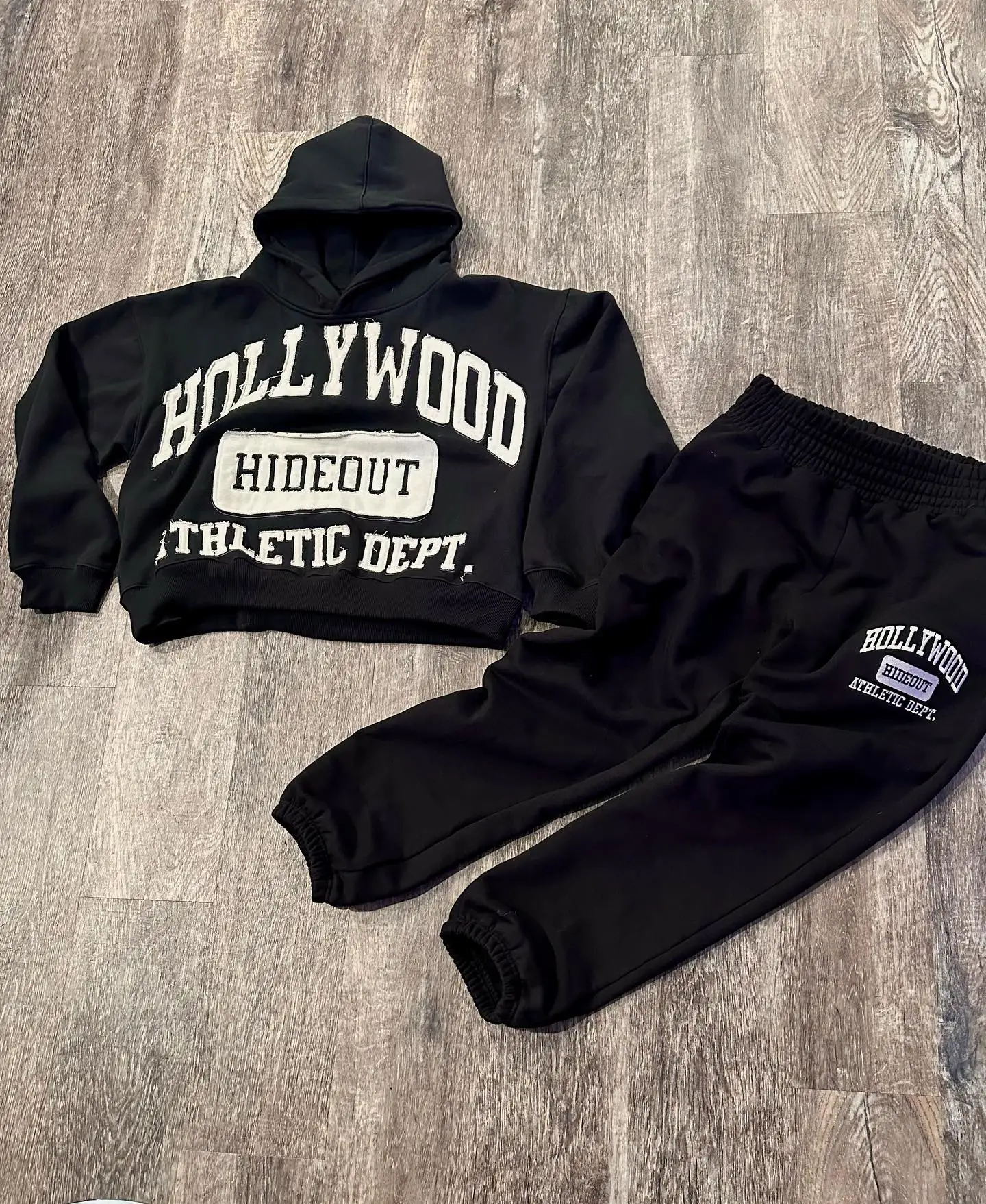 Custom Patch Embroidery Applique Sweatpants Set XXL Fleece Cropped Hoodie Jogger Men No String Hoodie Sweatpants Fitness Sports gallery 7