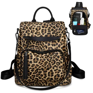 Custom Fashion Leopard Casual Shoulder Woman Travel Bag Backpack for Women