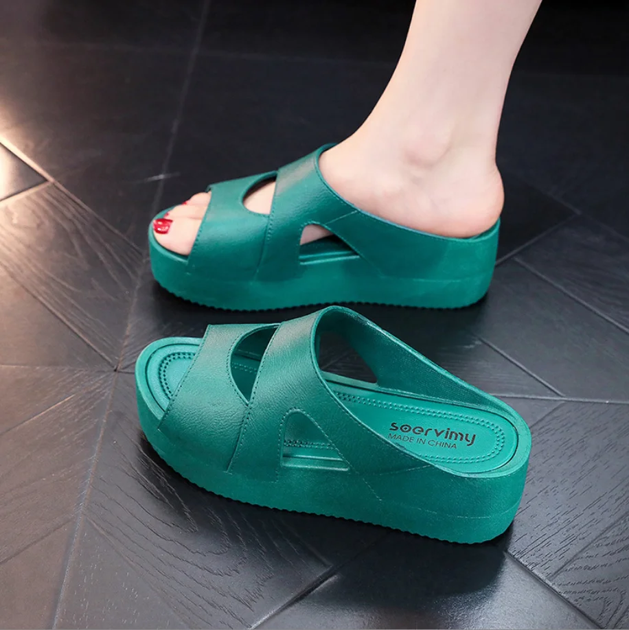 Fashion High Platform Thick Sole Slides Chunky Slip On Women Sandals ...