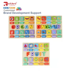 Wooden Dinosaur Fruit Cognition Matching Puzzle for Kids Kindergarten Hand Grip Board for Kitchen Learning