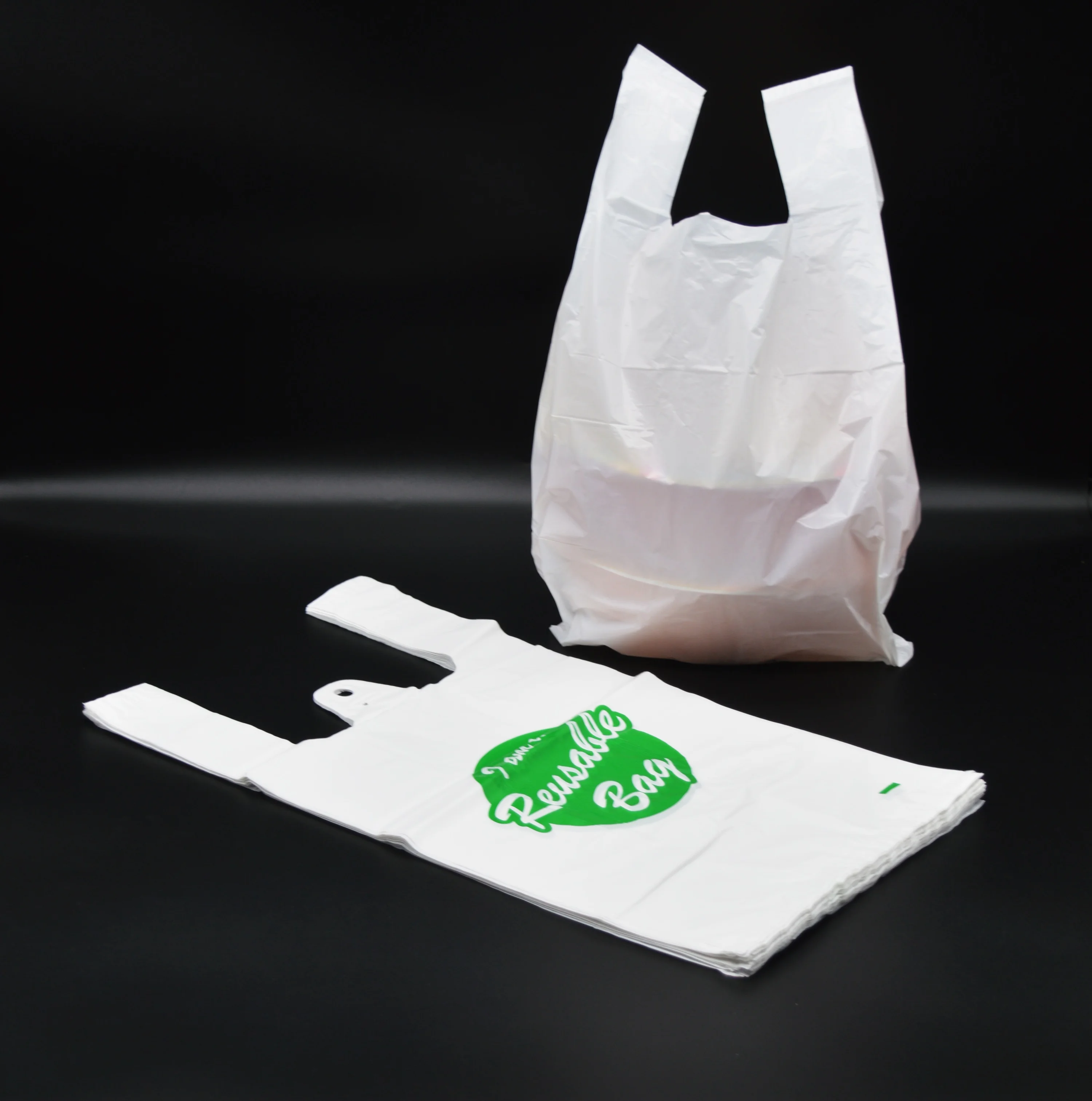 Custom Logo Printed Hdpe Ldpe Handbags Supermarket T Shirt  Shopping Bag Compostable Grocery Bags Single-layer Plastic Bags