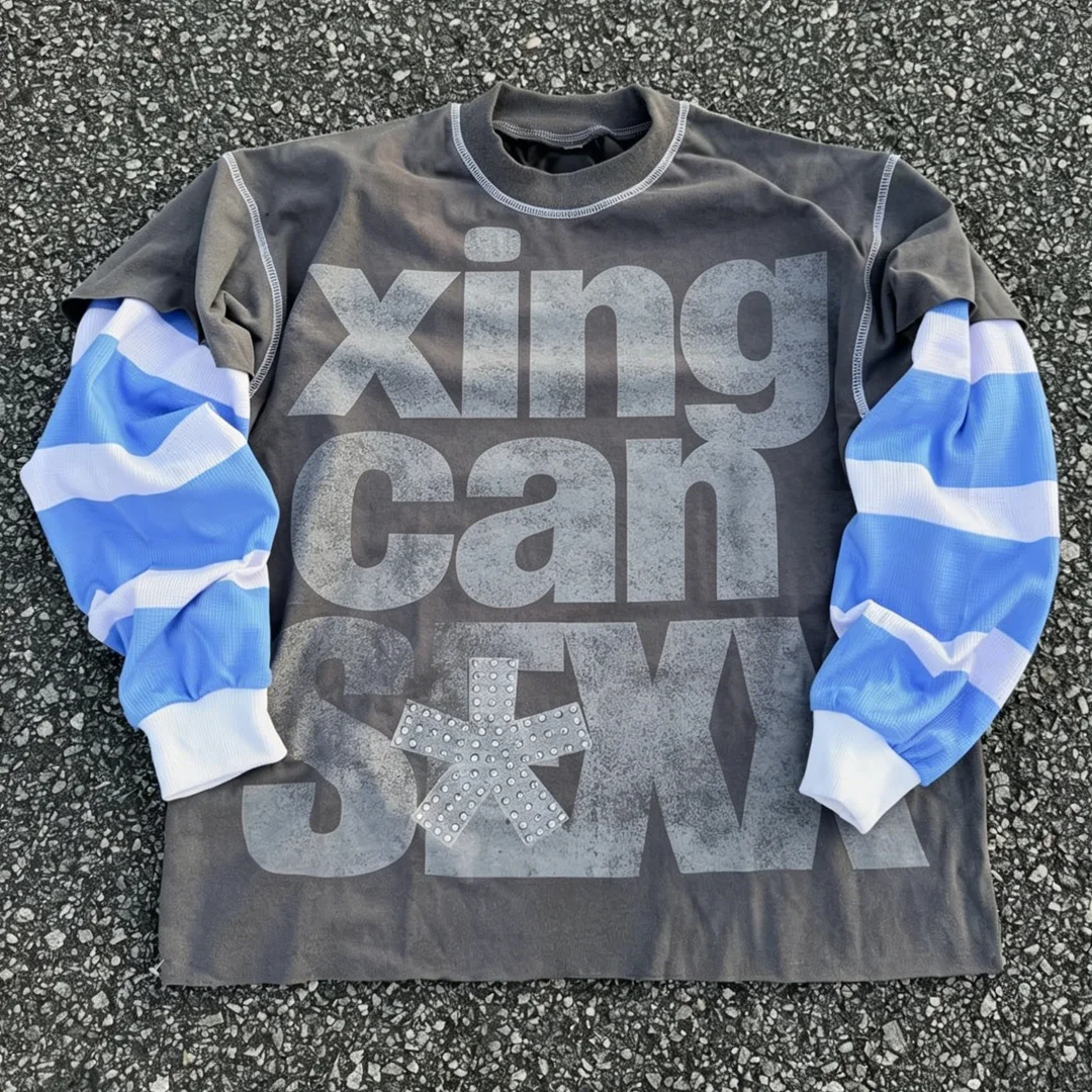 T-shirt w stylu streetwear z efektem zużycia, nadruk DTG na obu rękawach, intensywne pranie, 100% bawełna o wysokiej gramaturze, luźny krój oversize, możliwość personalizacji