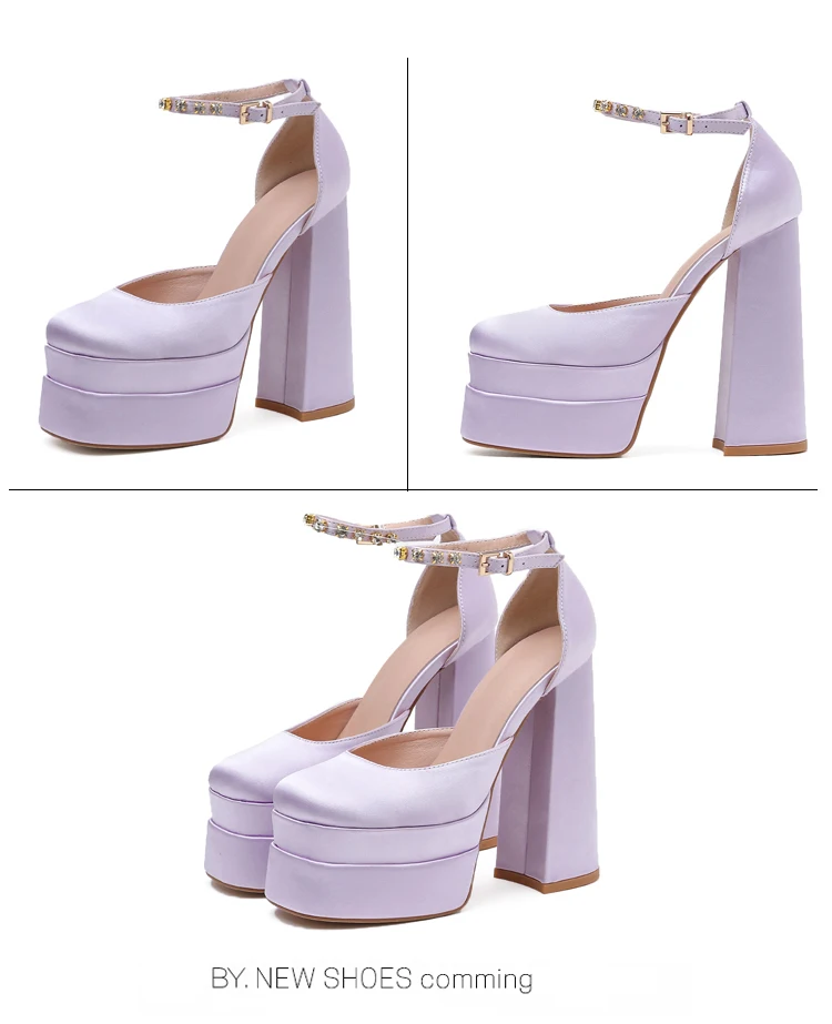 Public Desire Sugaboo Lilac Satin Diamante Bow Lace Up Square Toe Platform  Heels in Purple | Lyst