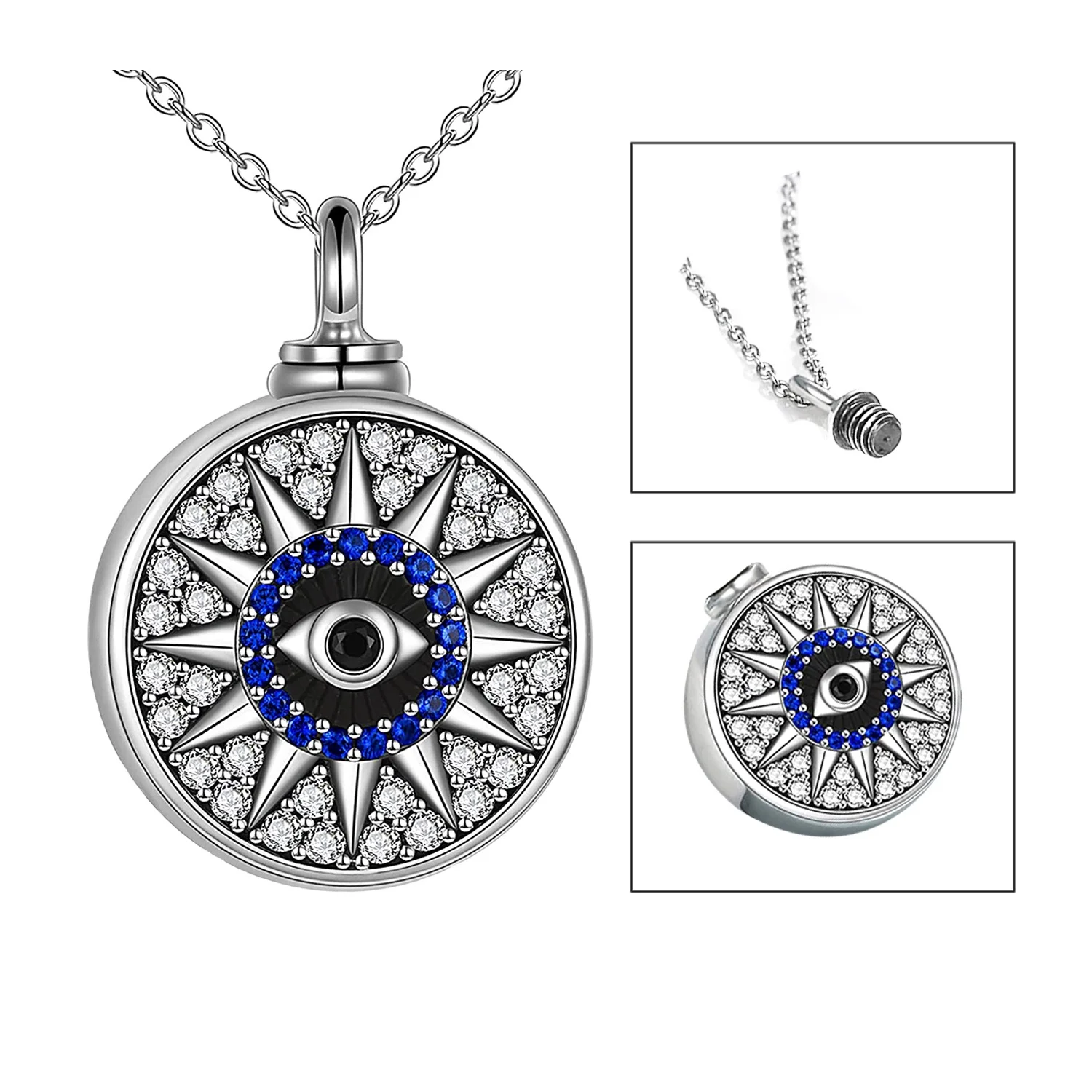 Eye Pendant Necklace for women man keepsake Cremation jewelry for ashes pendant exquisite jewelry keepsake gift -With funnel fil