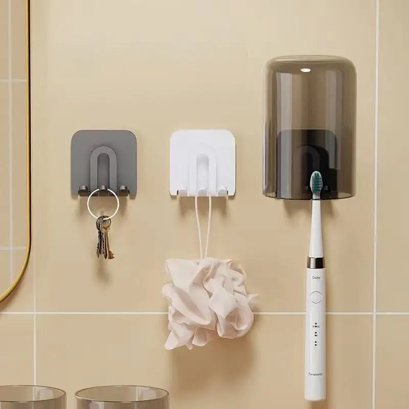 Tempat Dudukan Dinding dengan Penyimpanan untuk Pengatur Pasta Gigi, Aksesori Rumah Modern yang Tahan Lama, Rak Sikat Gigi untuk Kamar Mandi