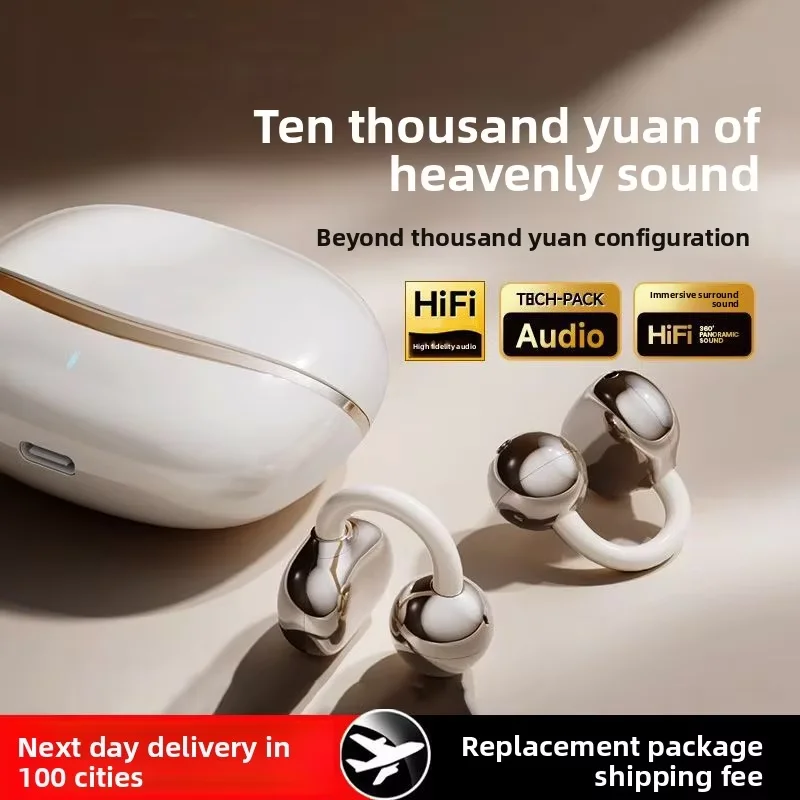 Most Popular OWS Polished Pearlescent Surface Wireless for 5.4 ANC Hi-Fi Sound Open Wearable Stereo Ear Clip Earphones