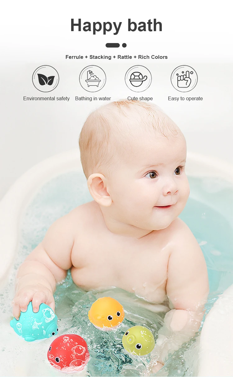 Cute Turtle Baby Showering Stacking Bath Toy Suit Kids Showering Toys