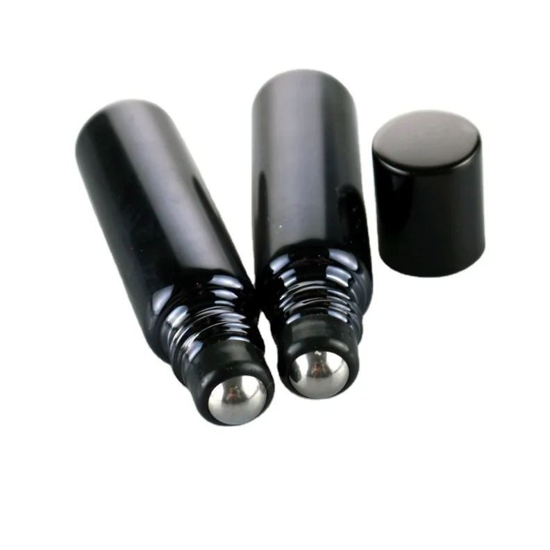 UV Protection 5ml Essential Oil Roll on Bottles ,5 ml Violet Black Glass Roller Ball Bottle