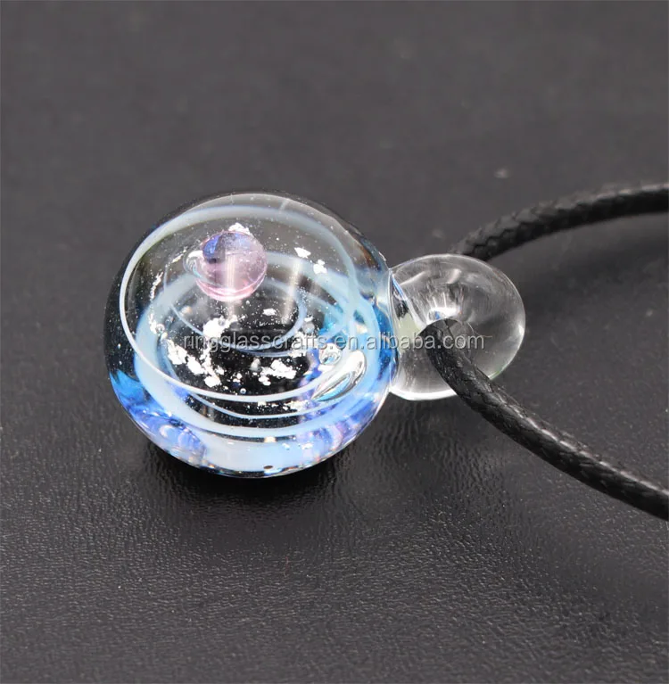 Handmade Murano Lampwork Blown Art Dichroic Glass Universe Pendant