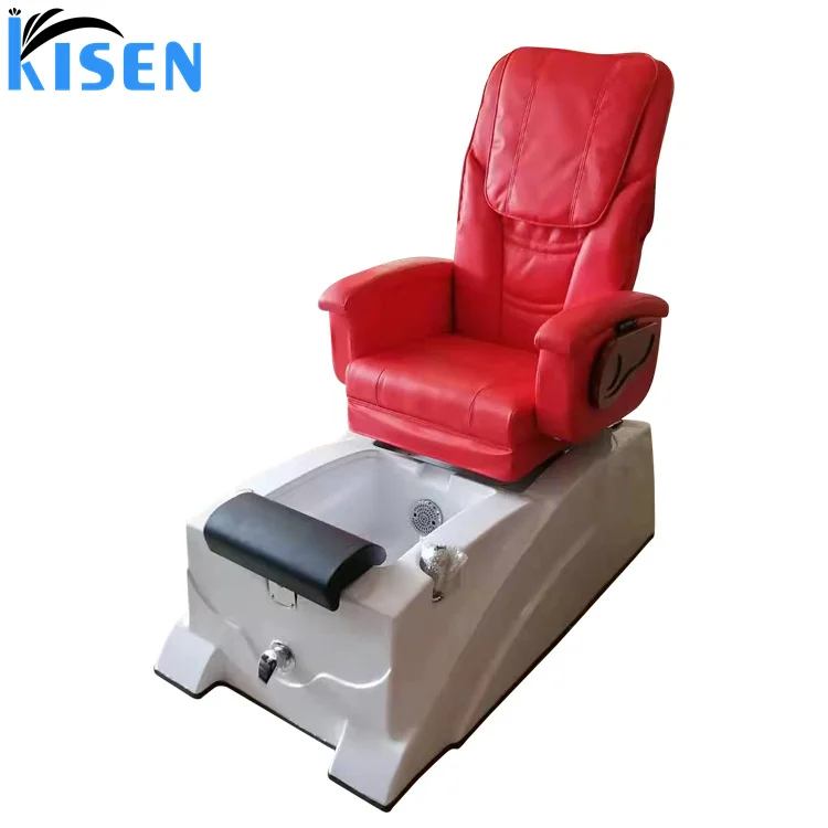 Kisen High Quality pink Red Color Pedicure Spa Chair with Footbath Spa Chair for Spa Equipment and Furniture Beauty Salon