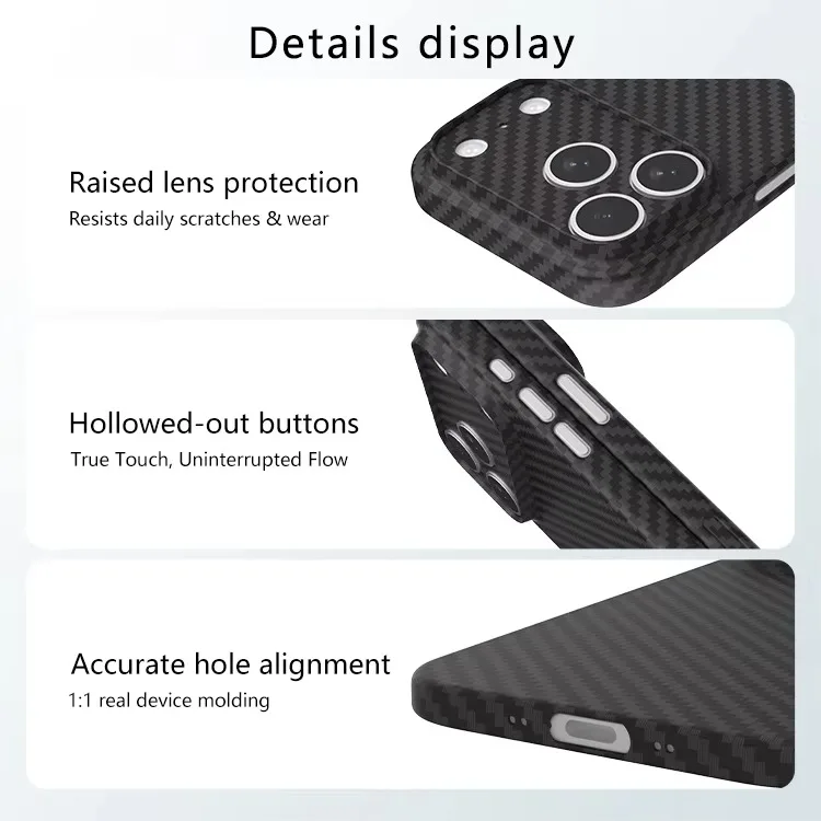 product laudtec carbon fiber slim mobile phone case for iphone 17 air 16 15 pro max thin drop proof hard cover camera protection sjk1087-4
