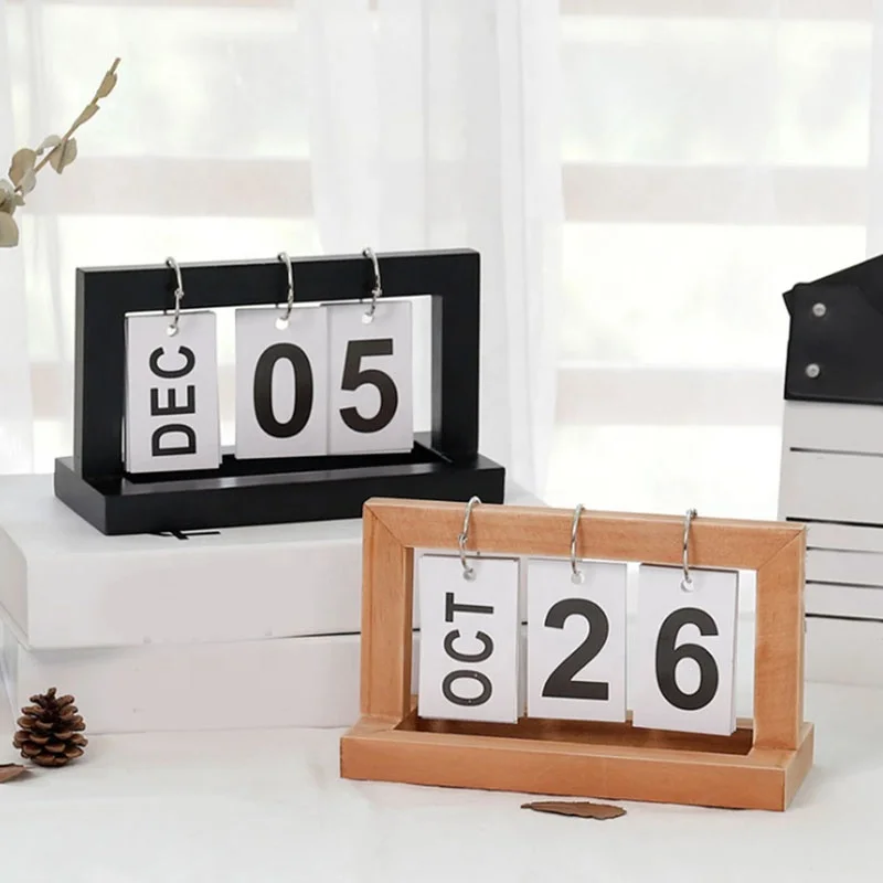 Винтажный деревянный вечный флип-календарь в стиле ретро настольный украшение для офиса и дома