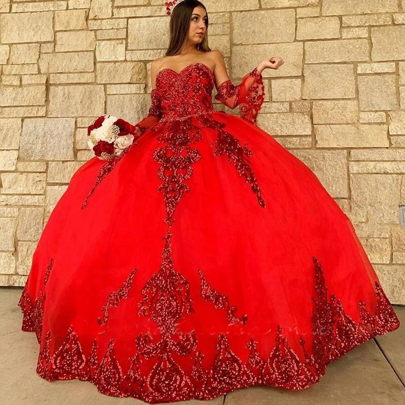 open lace back dress Red Quinceaera Dress  Party Dreams Boutique