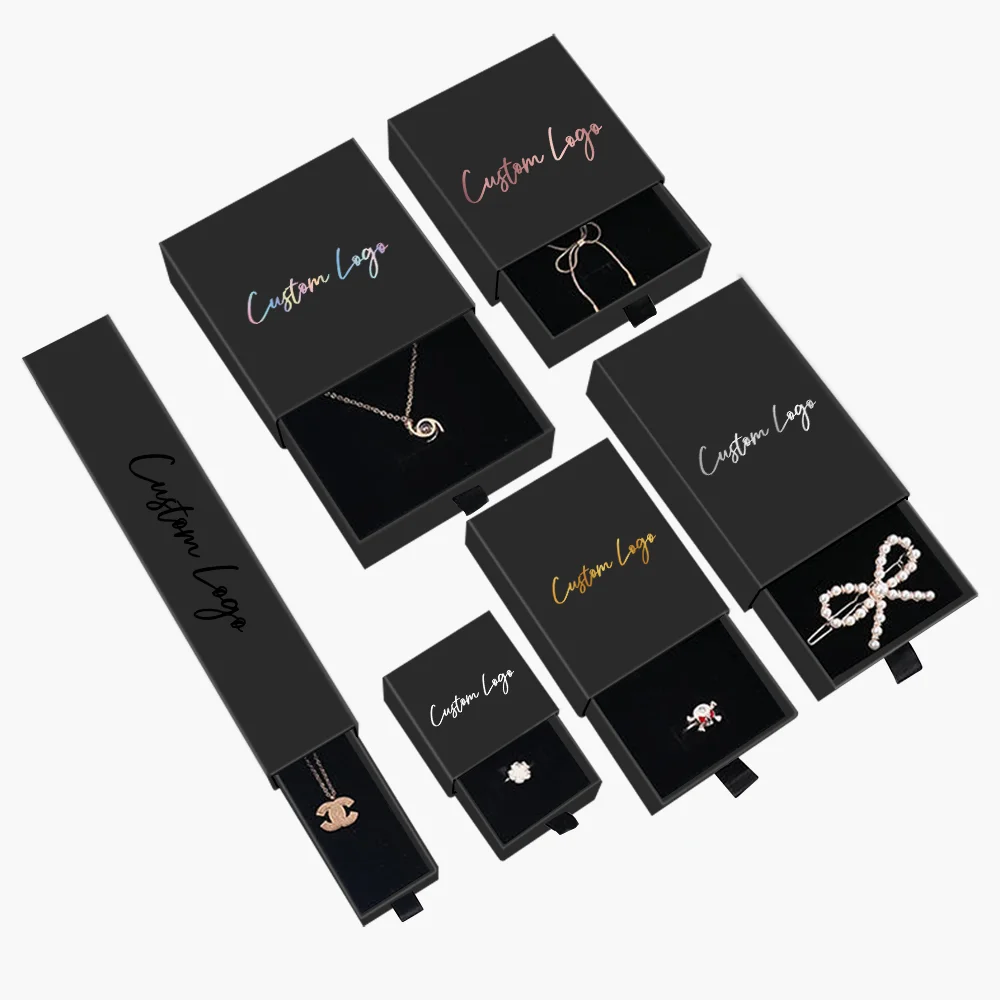 Custom Paper Drawer Ring Earring Necklace Packaging Box with Logo ...