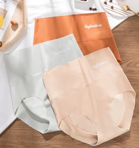 Hot Selling High Waist Summer Thin Lightweight Printing Plus Breathable Women's Underwear  Ice Silk Seamless Panties