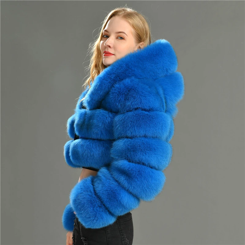 Hot Selling Winter Wholesale Cropped Genuine Natural Fox Fur Coat Short Fur Coat Real Fur Coat