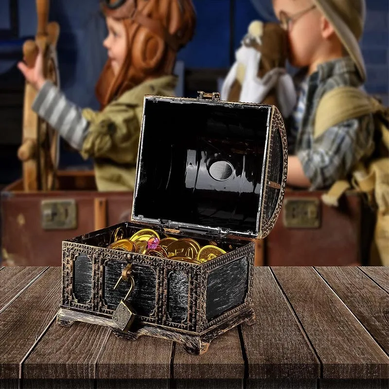 Kids Pirate Treasure Chest Plastic Pirate Vintage Treasure Box, Mini Pirate  Chest Toys for Boys
