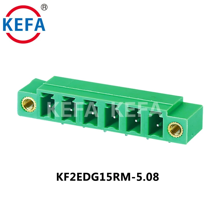 KF2EDG15RM-5.0/5.08 موصل أسلاك قاب ق للوصل بخطوة 5.08 مم عالي الجودة باللون الأخضر، قطعة توصيل كهربائية قابلة للفصل