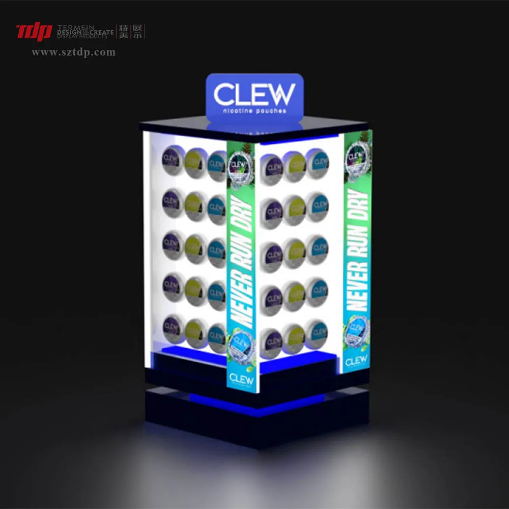 Custom Counter Lighting Nicotine Pouches Display  Wholesale Snus Product Countertop LED Display Stand for Snus Retail Sale