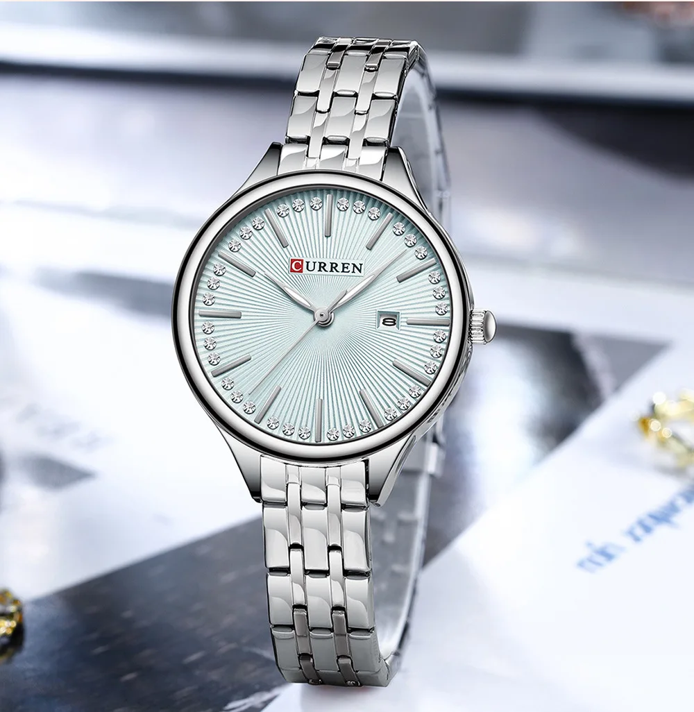 CURREN 9099 Small Dial Simple Design Quartz Watch Fashion Calendar Casual Waterproof Stainless Steel Strap Business Lady Watches