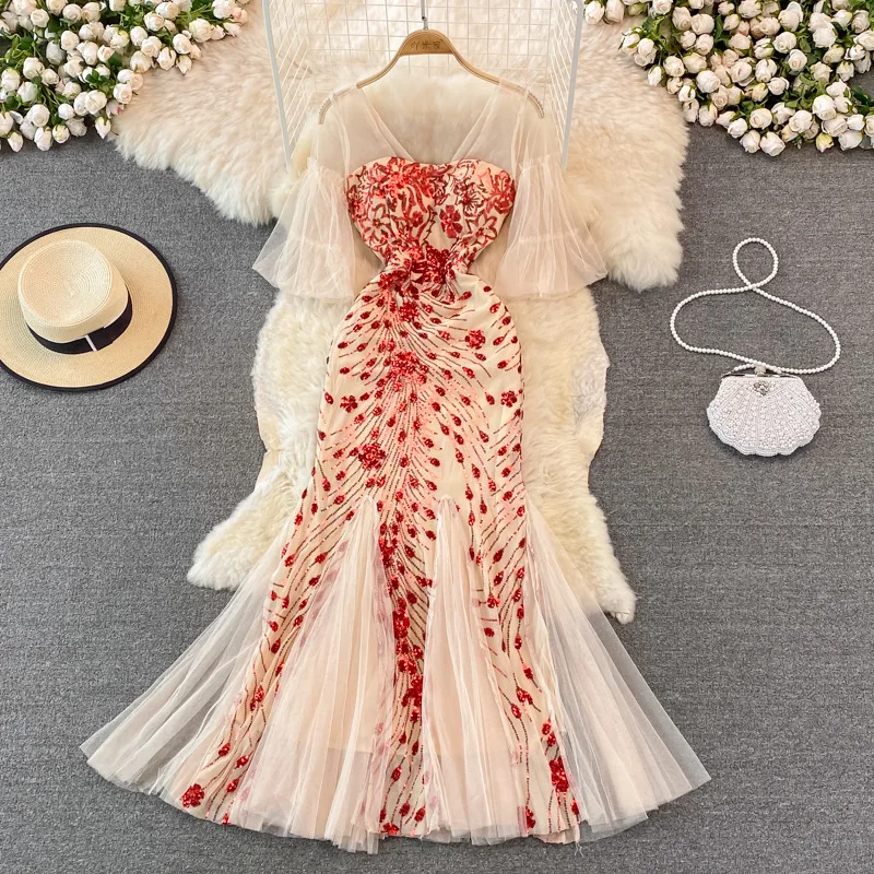 Evening Gowns Bling Sequin Mermaid Long Sexy Women Party Dresses V-neck Backless Short Robe De Soiree Formal Dress Evening Gowns Bling Sequin Mermaid Long Sexy Women Party Dresses V-neck Backless Short Robe De Soiree Formal Dress