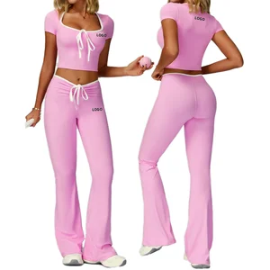 High Quality Women's Solid Sports Set  Four-Way Stretch Elastic Waist Gym Workout Fitness Training 3 Piece