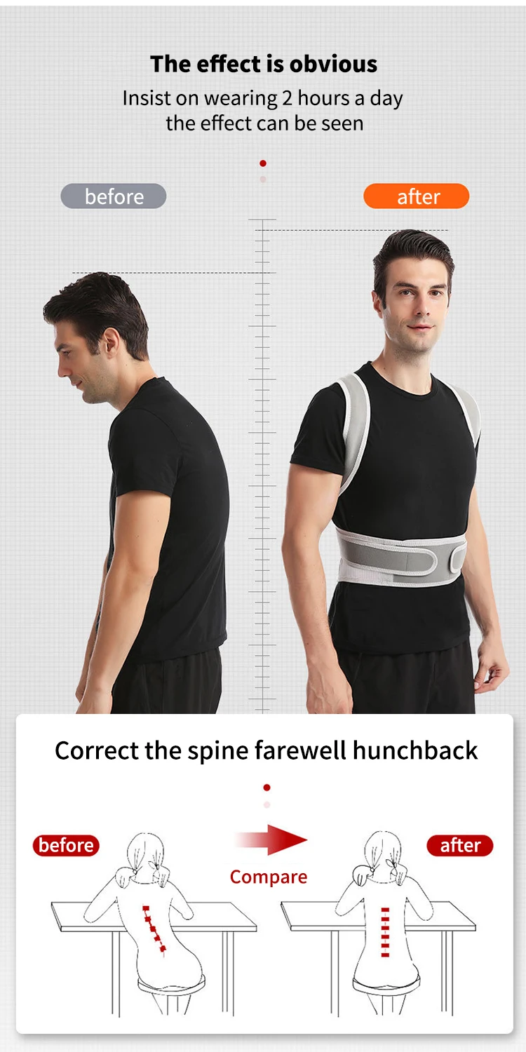 New Breathable Custom Adjustable Upper Back Upright Posture Correction 