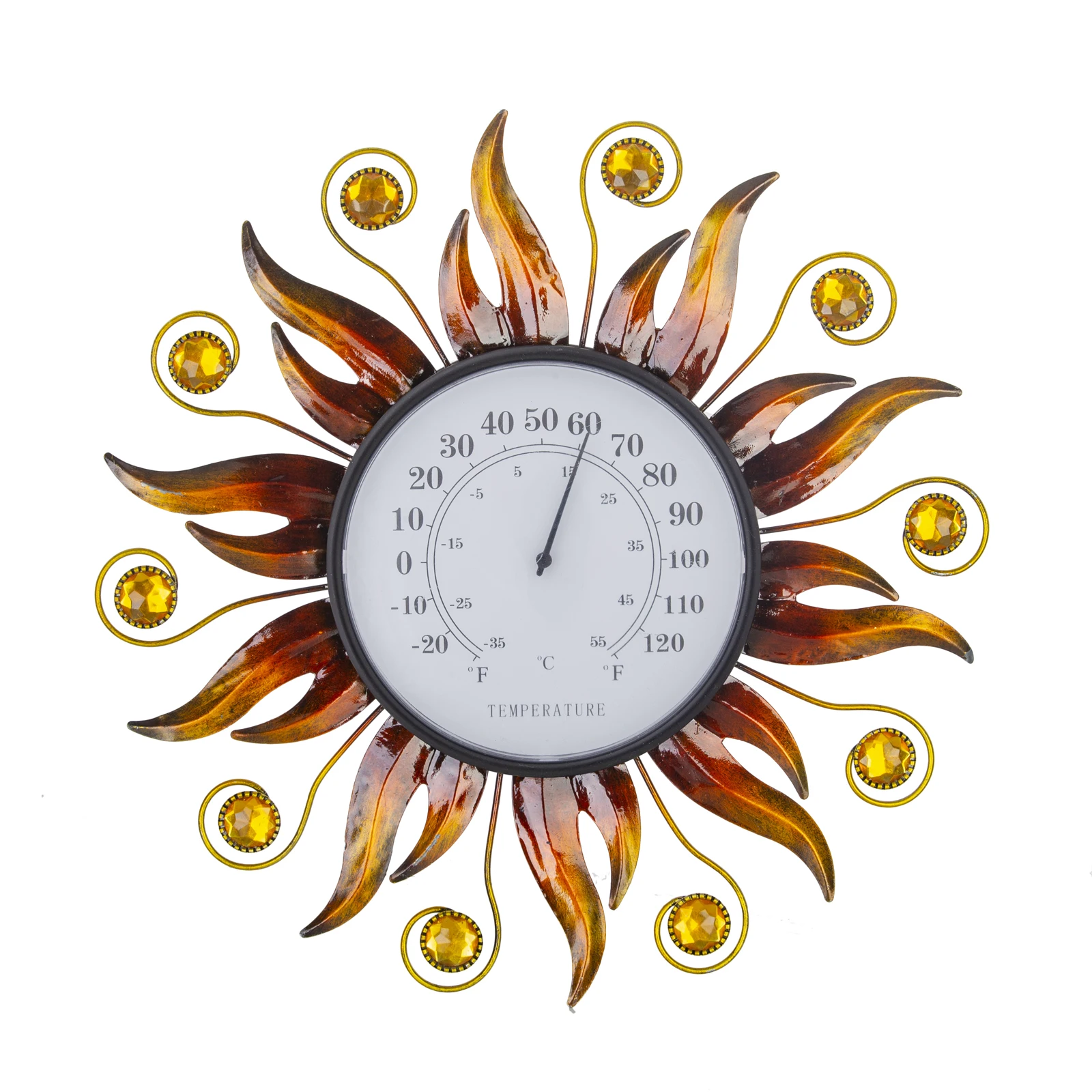 13" Sun Wall Mounted Thermometer Hygrometer for Patio, Living Room ,  Greenhouse, Wine Cellar Sun