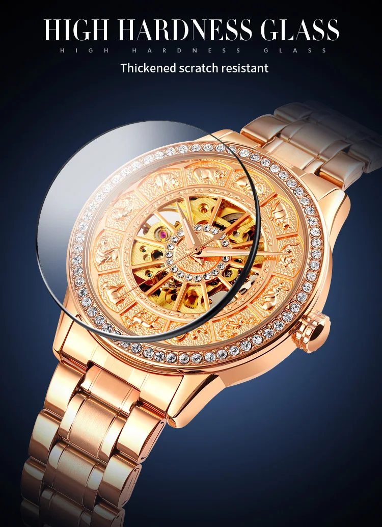 Skmei 9228 New Design Golden Mens Mechanical Watch Futuristic Steel