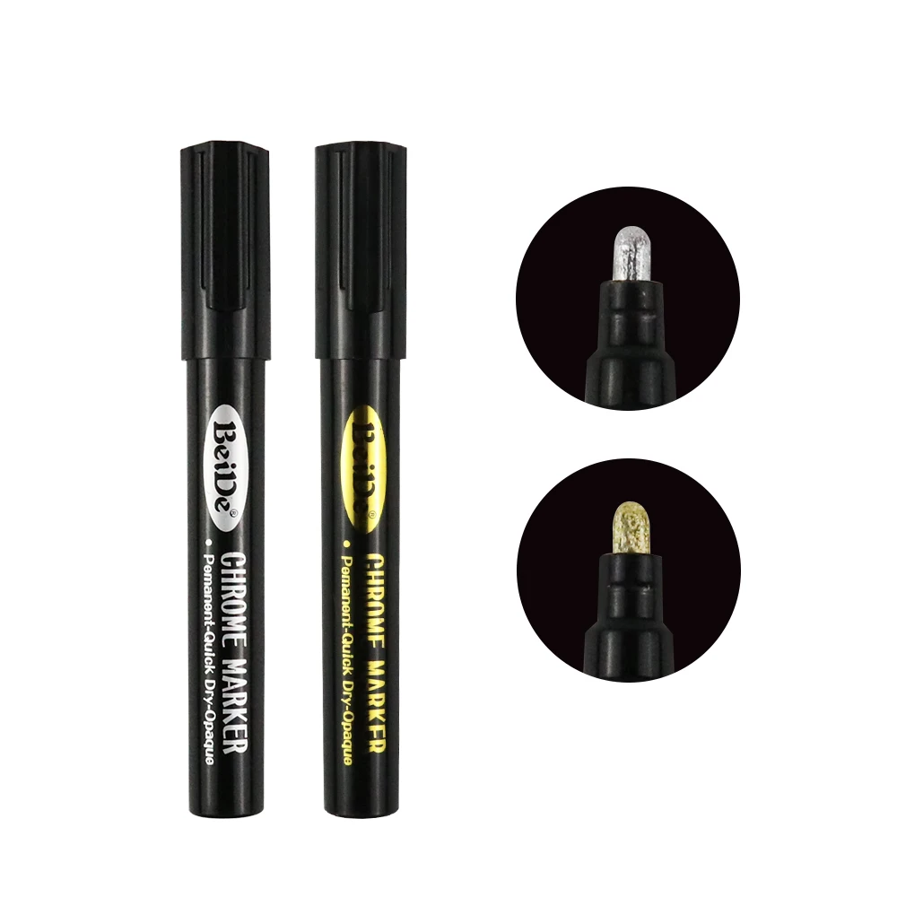 Оптовая продажа супер яркие маркеры на спиртовой основе серебристого и золотистого цвета для розничной