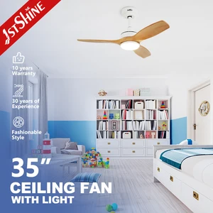1stshine LED Ceiling Fan Interior Small Room 35 Inches 3 Wooden Blades LED Lighting Remote Ceiling Fan