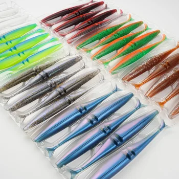 Cheery Crappie Fishing Lure Multi-section PVC Lure Artificial SINGKING Soft Bait T-Tail Perch Dogfish 12cm/9.9g 5PCS Without Hoo – Soft Lure – view 3