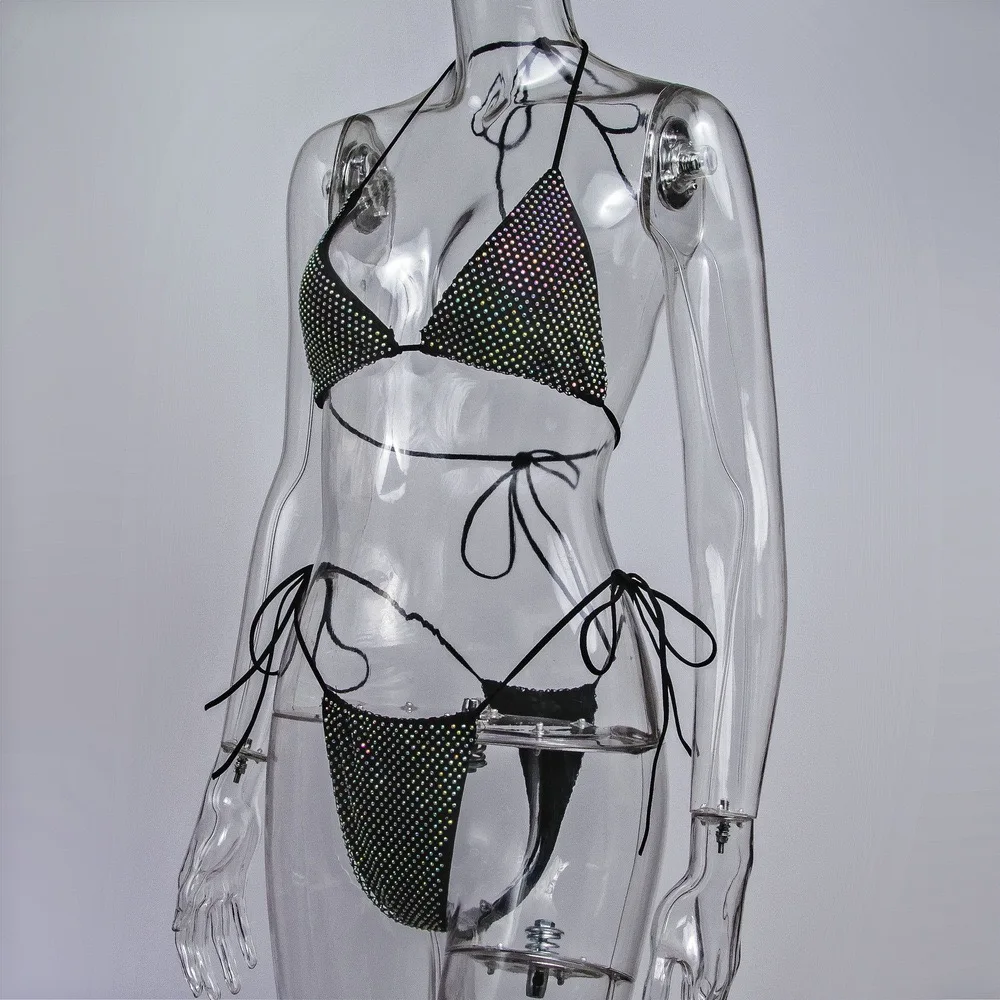 Sexy Rhinestone Push Up Bikini Micro