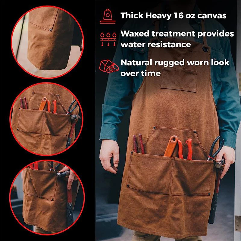 Unisex Heavy Duty Canvas Apron – Vintage Style – One Size – Woodworking, Gardening, Workshop