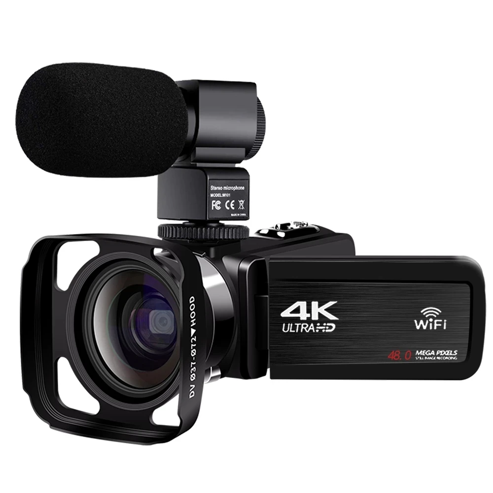 4K Digital Camcorder 48MP with 16X Zoom, Built-in Fill Light
